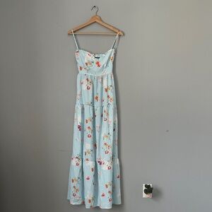 Floral Blue Maxi Dress summer new